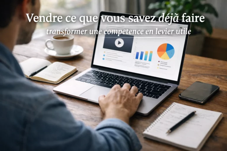 Personne travaillant sur un ordinateur pour proposer ses compétences professionnelles