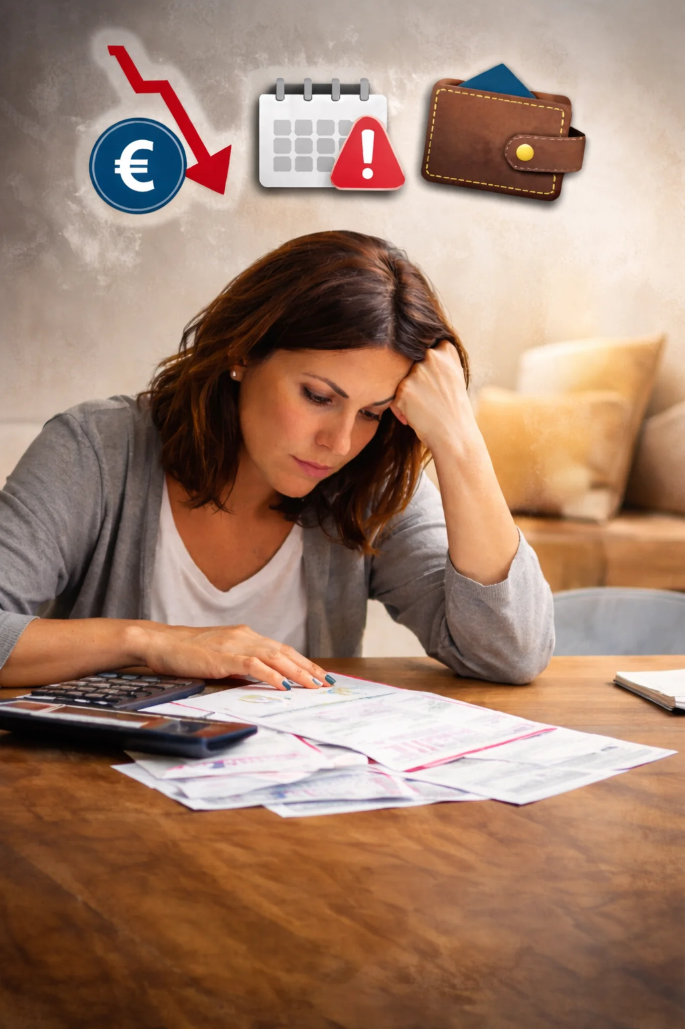 Personne examinant ses factures et ses dépenses face à une pression financière