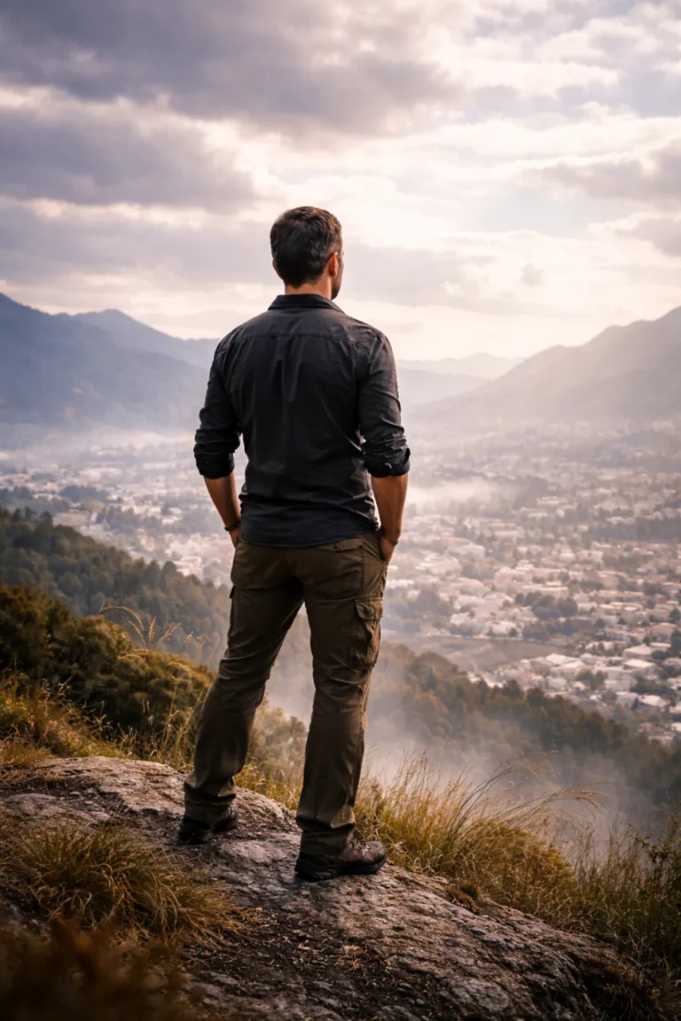 Personne observant son environnement pour reprendre le contrôle face à la pression économique