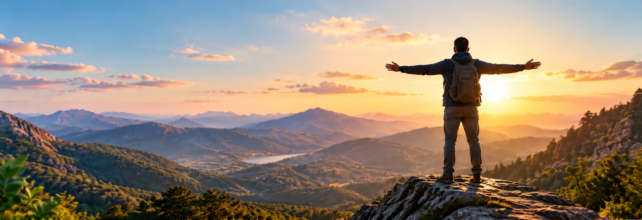 Homme face aux montagnes symbolisant la reprise en main de ses finances et un avenir plus serein